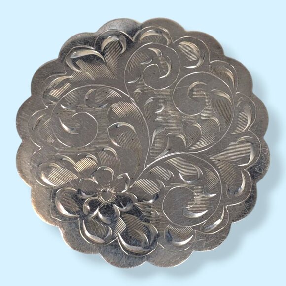🍁Vintage Forstner Sterling Etched Brooch - Picture 2 of 8
